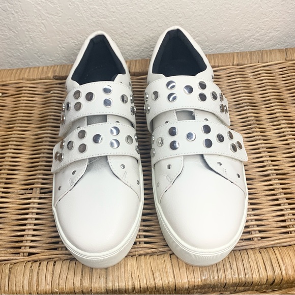 Rebecca Minkoff Natasha Chalk White Studded Platform Sneaker Slip On Size 9 - Picture 4 of 14